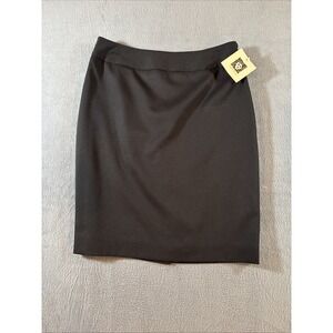 Anne Klein Size 4 Minimalist Preppy Career Pencil Skirt Black Zip Lined